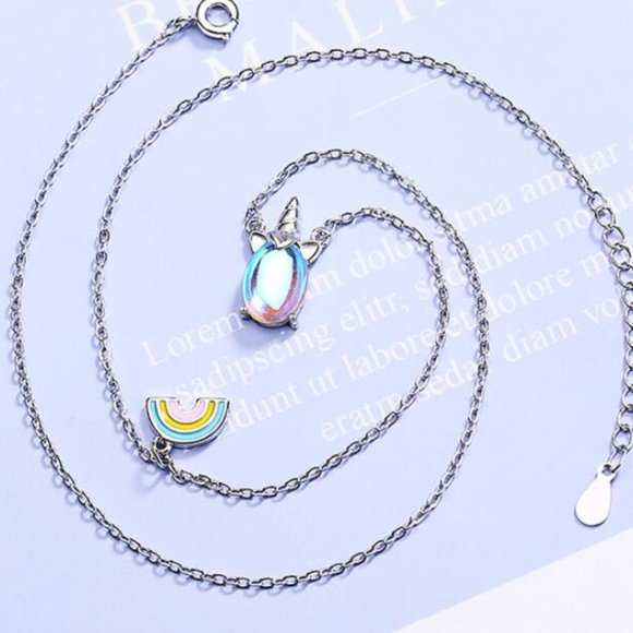 NEW 925 Sterling Silver Moonstone Unicorn Necklace - Picture 7 of 9